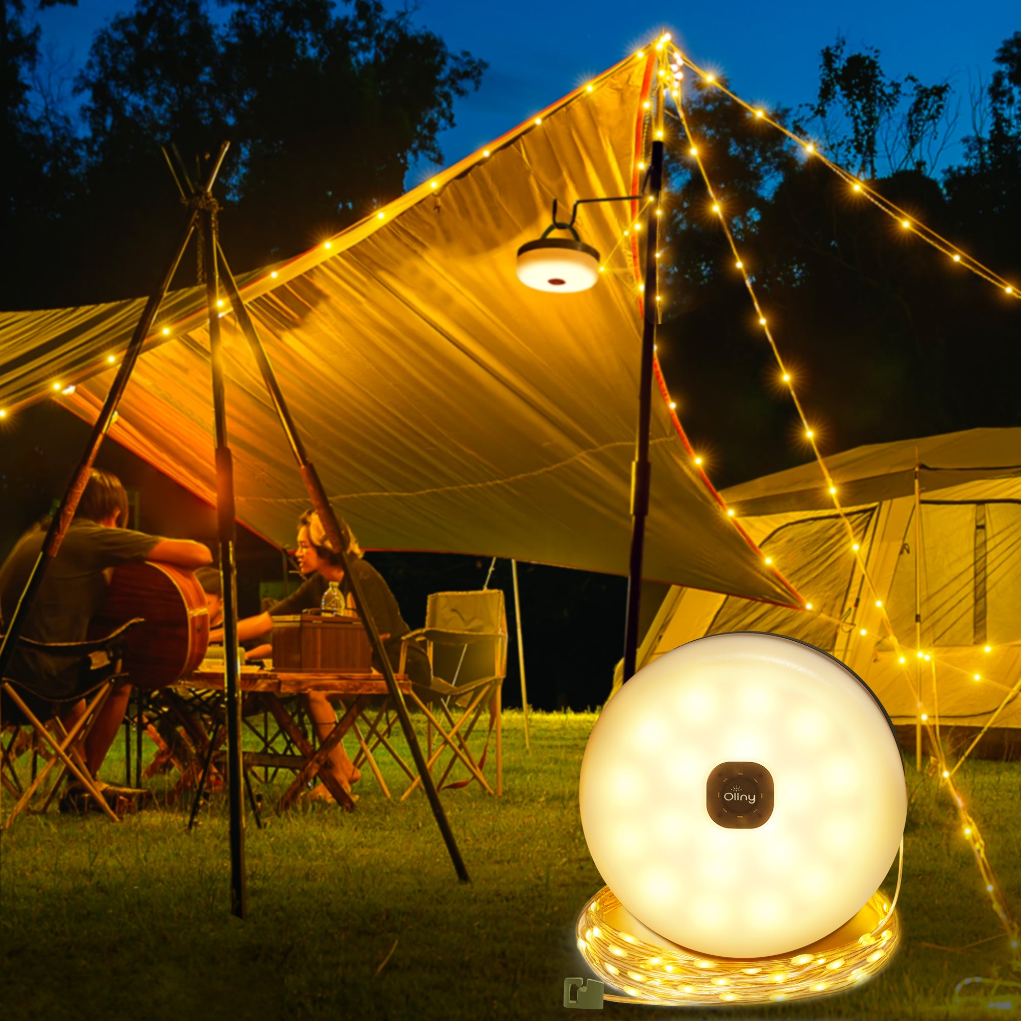 tent lights string Ollny Camping String Lights 10m 100LED (USB, 8 Modes, All in One, IP44 – Ollnyuk