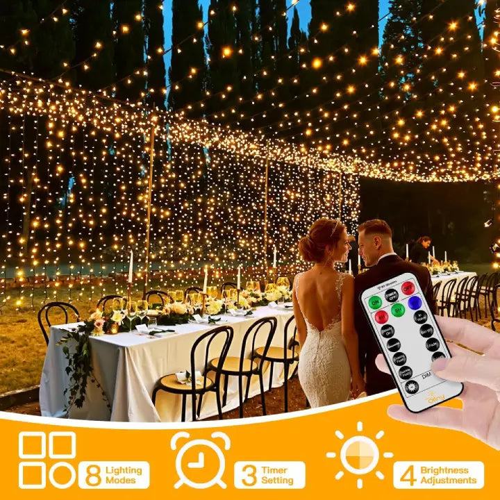 garden christmas lights have 8 modes and 3 timers