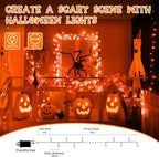 Ollny Orange Halloween String Lights (Clear Cable, Plug in, 8 Modes)