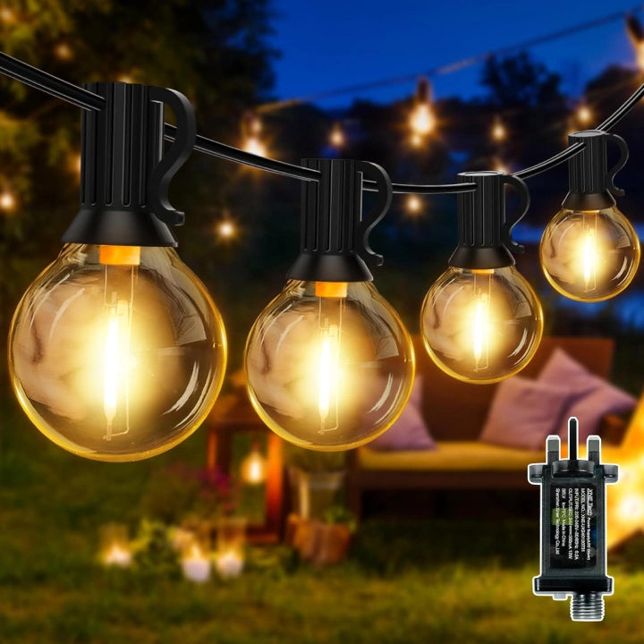 Ollny G40 Outdoor String Lights for Festoon, Garden, Balcony, Gazebo, Pergola (Connectable, IP45 Waterproof, 2700k)
