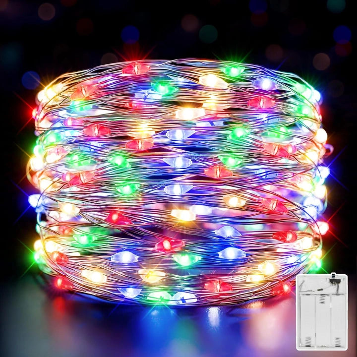 Ollny 100 LEDs 10m Multicolour Fairy Lights for DIY, Party, Bedroom, Wedding, Anniversary, Birthday(Battery Operated, IP44 Waterproof)