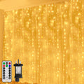 Ollny 300 LEDs 3m*3m Christmas Curtain Fairy Lights (Warm White, Clear Cable, Plug in, 8 Modes)