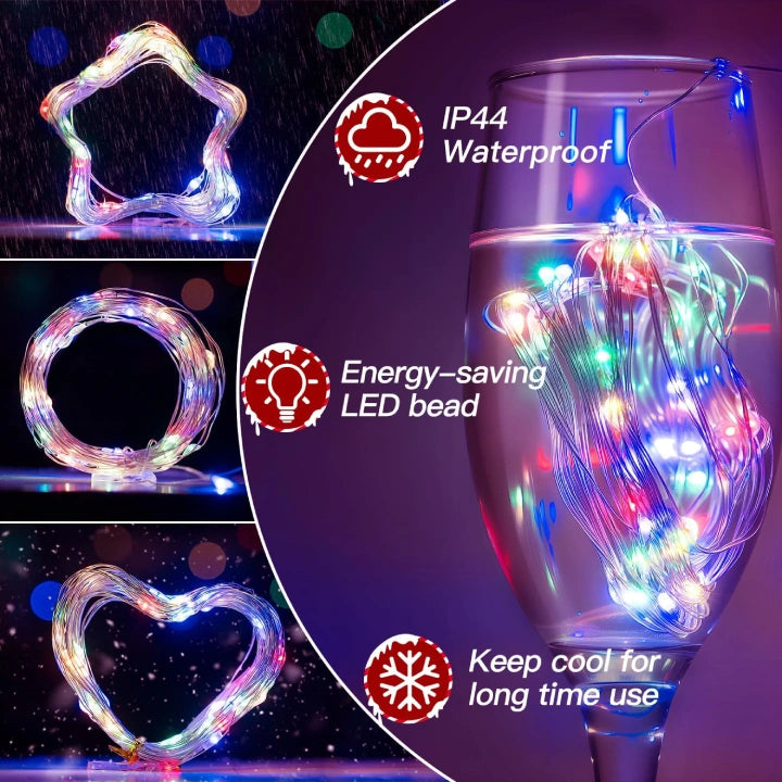 Ollny 100 LEDs 10m Multicolour Fairy Lights for DIY, Party, Bedroom, Wedding, Anniversary, Birthday(Battery Operated, IP44 Waterproof)