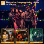 Ollny Camping String Lights Warm White & Multicolour for Yard, Garden, Party (20M 200LED, USB, 9 Modes, IP44 Waterproof)