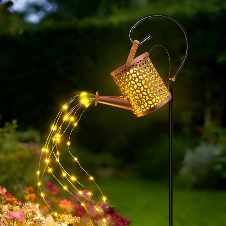 Ollny Beehive Solar Watering Can with Cascading Lights for Outdoor, Yard, Patio, Lawn(Warm White, IP65 Waterproof, 2 Modes)