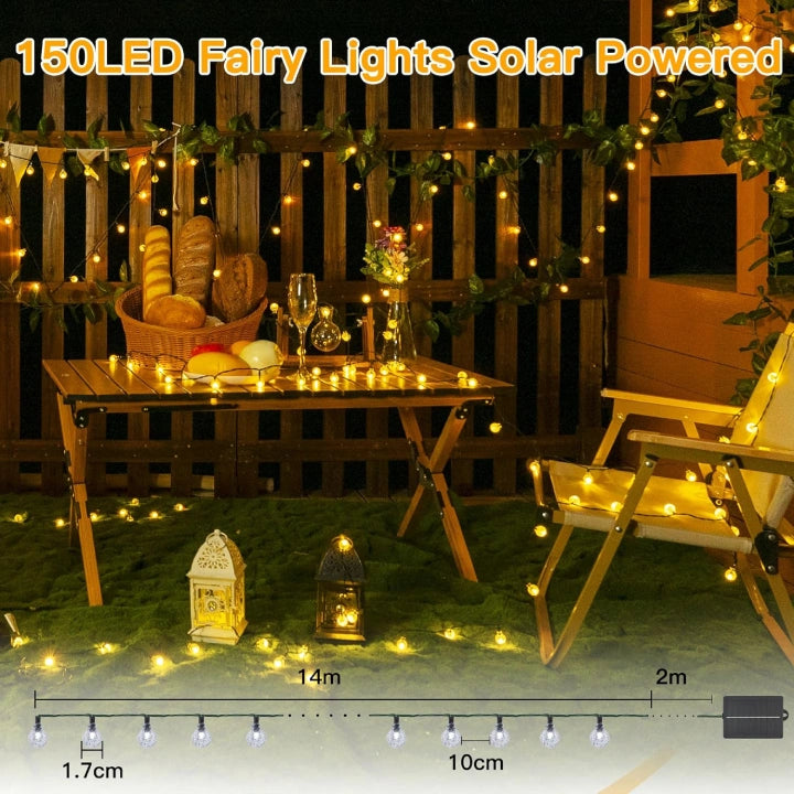 Ollny Warm White Globe Solar Garden Lights(Green Cable, Solar Power, 8 Modes)