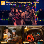 Ollny Camping String Lights Warm White & Multicolour for Yard, Garden, Party(10M 100LED, USB, 9 Modes, IP44 Waterproof)