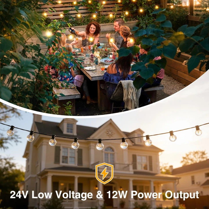 Ollny G40 Outdoor String Lights for Festoon, Garden, Balcony, Gazebo, Pergola (Connectable, IP45 Waterproof, 2700k)