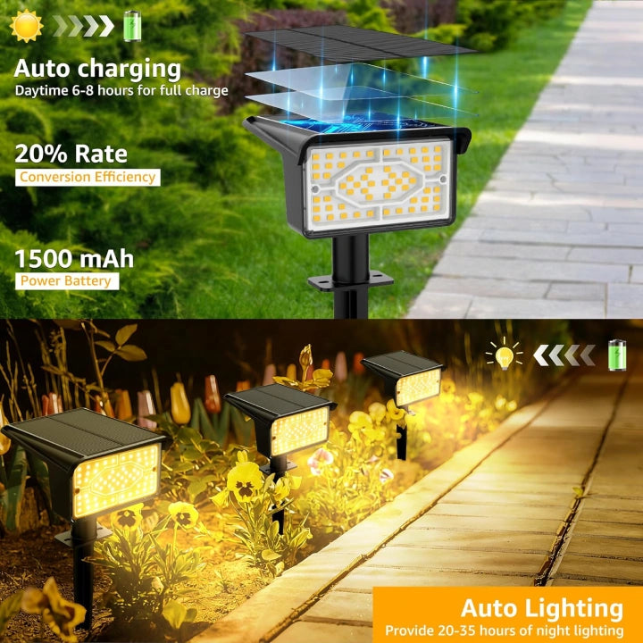 Ollny Solar Spot Lights for Driveway, Garden, Walkway (Warm White, IP65 Waterproof)
