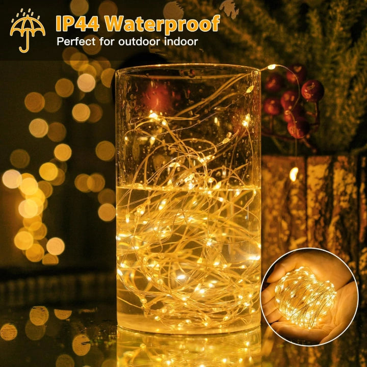 Ollny 150 LEDs 15m Warm White Fairy Lights for DIY, Christmas Tree, Bedroom, Party, Bottle, Wedding(Battery Operated, IP44 Waterproof)