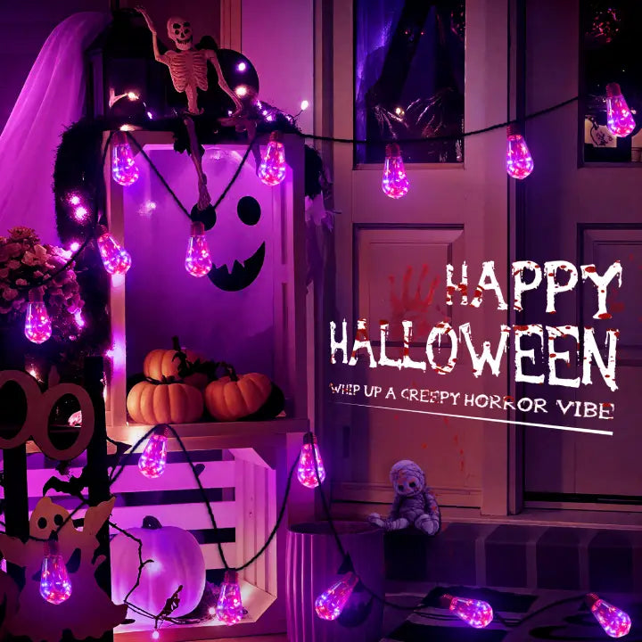 Ollny S17 Halloween Outdoor Festoon Lights Purple and Orange (IP45 Waterproof, 8 Modes, Plug In)