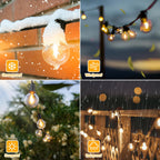Ollny G40 Outdoor Festoon Lights 7.5m (13+1 Bulbs, IP45 Waterproof, Connectable, 2200k)