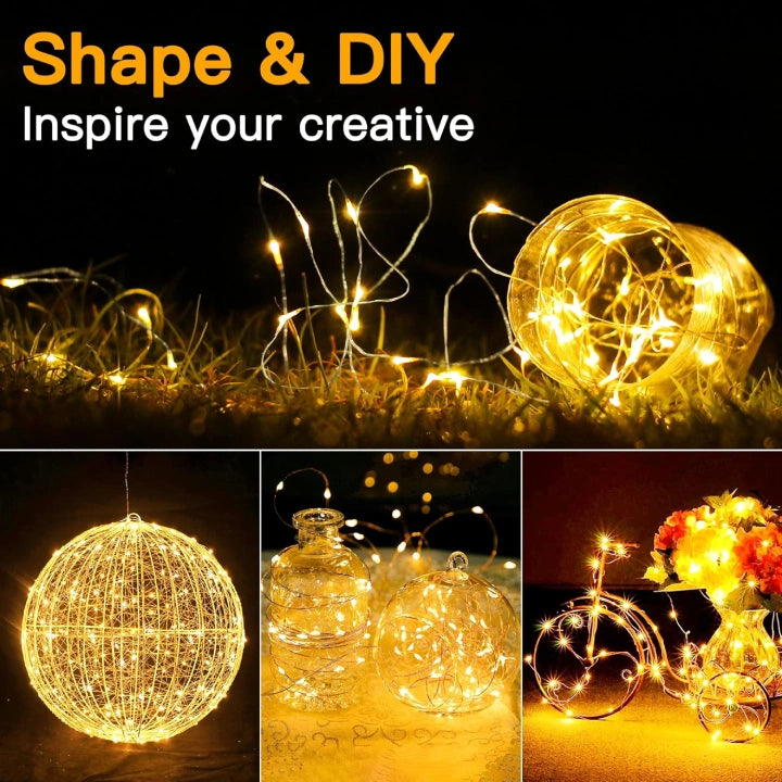 Ollny 150 LEDs 15m Warm White Fairy Lights for DIY, Christmas Tree, Bedroom, Party, Bottle, Wedding(Battery Operated, IP44 Waterproof)