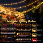 Ollny Camping String Lights Warm White & Multicolour for Yard, Garden, Party(10M 100LED, USB, 9 Modes, IP44 Waterproof)