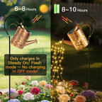 Ollny Butterfly Solar Watering Can with Cascading Lights for Outdoor, Yard, Patio, Lawn(Warm White, IP65 Waterproof, 2 Modes)
