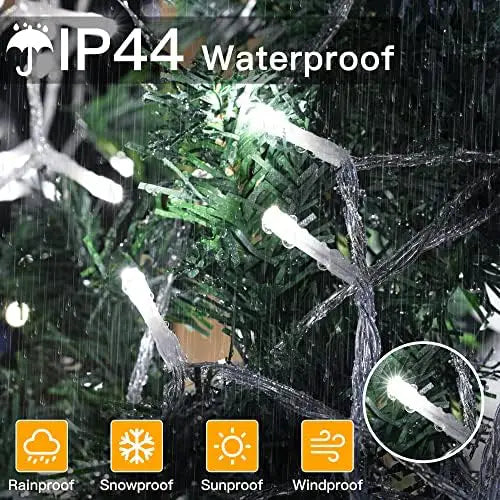 Ollny 500 LED 50m Cool White Fairy Lights (Memory Function, 8 Modes, IP44 Waterproof)
