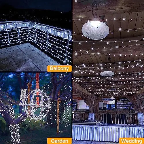 Ollny 500 LED 50m Cool White Fairy Lights (Memory Function, 8 Modes, IP44 Waterproof)
