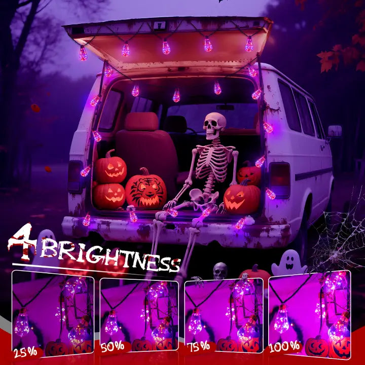 Ollny S17 Halloween Outdoor Festoon Lights Purple and Orange (IP45 Waterproof, 8 Modes, Plug In)