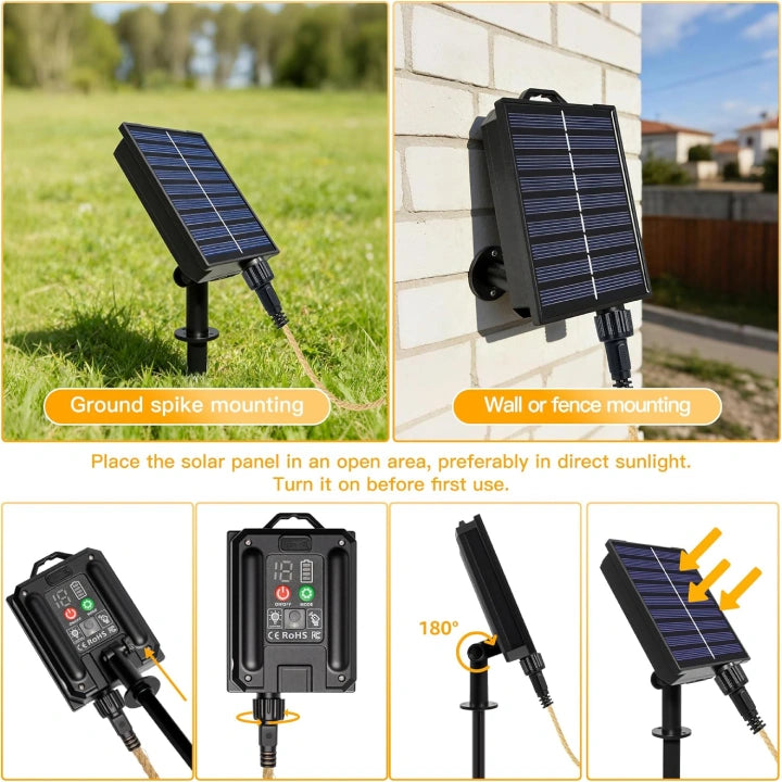 Ollny G50 Solar Festoon Lights for Garden, Gazebo, Festoon (Hemp Rope, 8 Modes, Solar/USB, IP45 Waterproof)