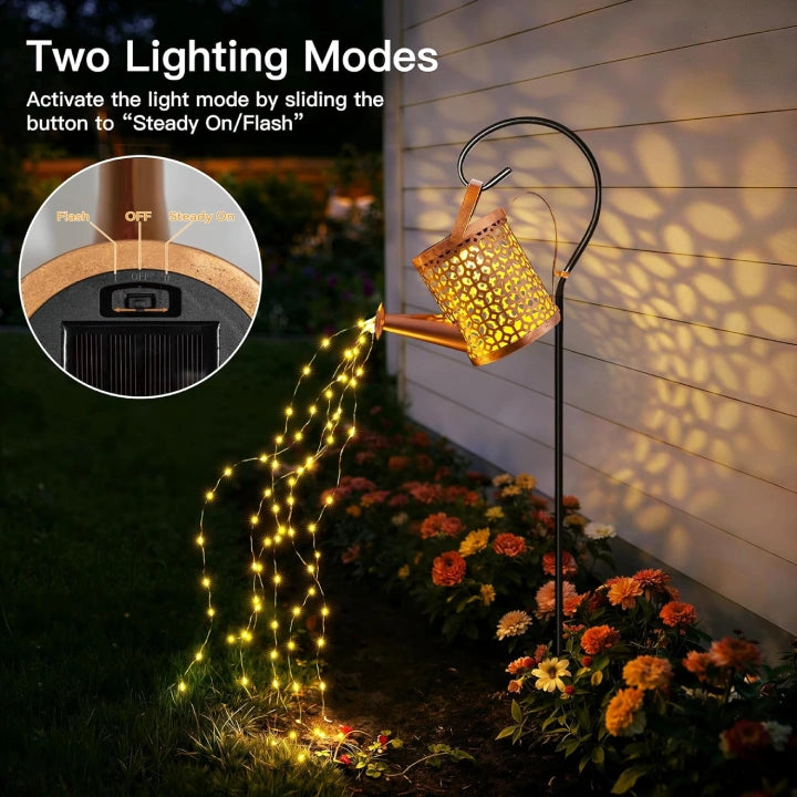 Ollny Beehive Solar Watering Can with Cascading Lights for Outdoor, Yard, Patio, Lawn(Warm White, IP65 Waterproof, 2 Modes)