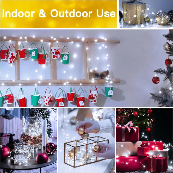 Ollny 50 LED Cool White Fairy Lights for Christmas Tree, Bedroom, Outdoor, Party, Bottle, Wedding (2 Packs, 5m, Battery Operated, IP44 Waterproof)