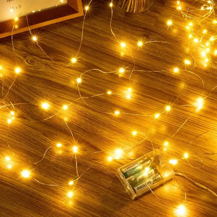 Ollny 50 LEDs 5m Warm White Room Fairy Lights (Cooper Wire, Battery Operated)