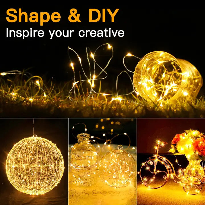 Ollny 50 LEDs 5m Warm White Room Fairy Lights (Cooper Wire, Battery Operated)
