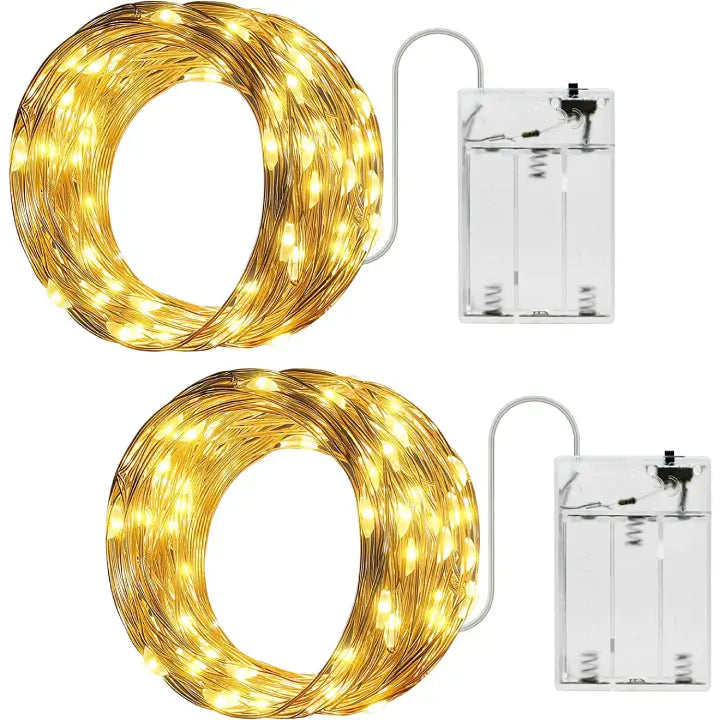 Ollny 50 LEDs 5m Warm White Room Fairy Lights (Cooper Wire, Battery Operated)