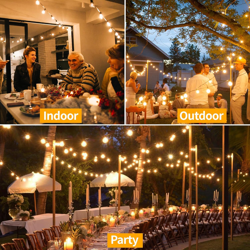 Ollny G40 Outdoor Festoon Lights 7.5m (13+1 Bulbs, IP45 Waterproof, Connectable, 2200k)
