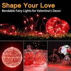 Ollny 100 LEDs 10m Red Fairy Lights for DIY, Party, Bedroom, Wedding, Anniversary, Birthday(Battery Operated, IP44 Waterproof)