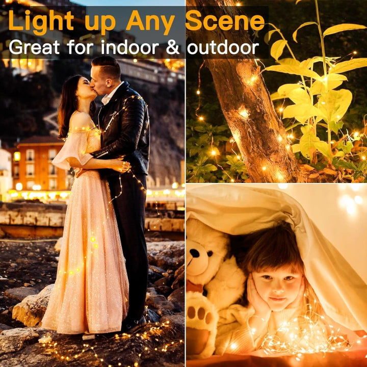 Ollny 150 LEDs 15m Warm White Fairy Lights for DIY, Christmas Tree, Bedroom, Party, Bottle, Wedding(Battery Operated, IP44 Waterproof)
