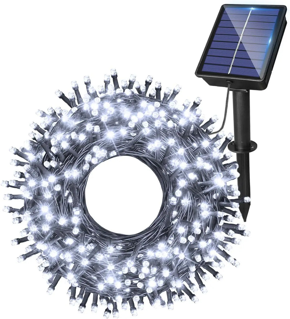 Ollny 200 LED Cool White Solar Fairy Lights 20m(Green Cable, Solar Power, 8 Modes)
