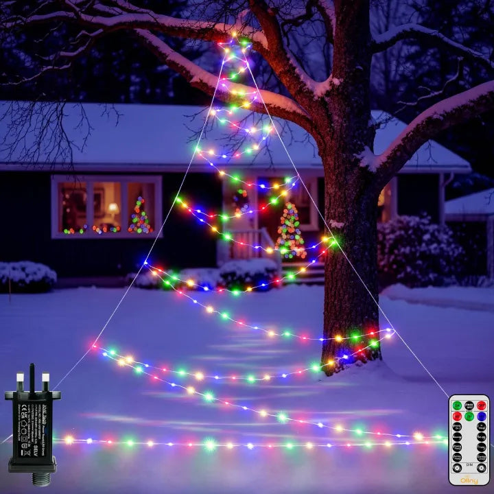 Ollny Christmas Tree Lights with Star Multicolour 4.2m 166 LED (IP67 Waterproof, 8 Modes)