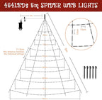 Ollny Orange Halloween Spider Net Lights 454 LED 5m (Black Cable, IP67 Waterproof, Plug in, 8 Modes)