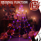 Ollny Orange and Purple Halloween Spider Web Lights (Black Cable, IP67 Waterproof, Plug in, 8 Modes)