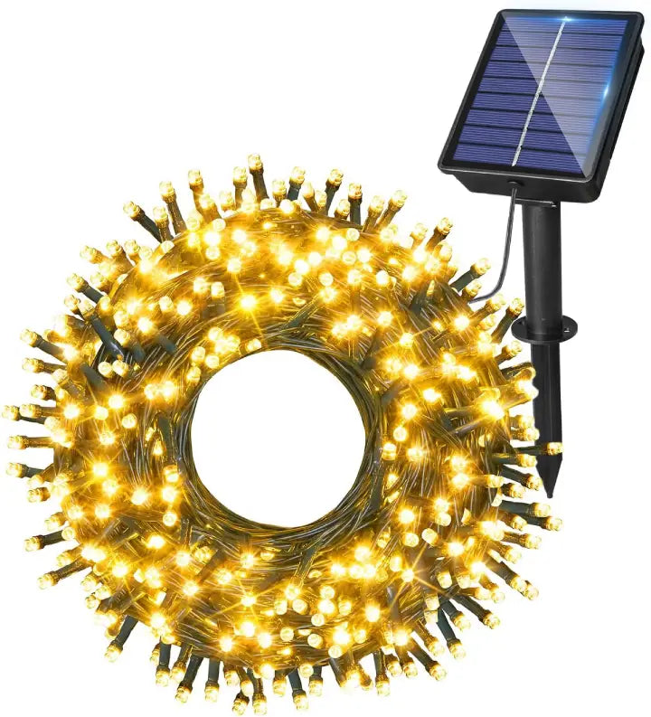 Ollny 200 LED Warm White Solar Fairy Lights 20m(Green Cable, Solar Power, 8 Modes)