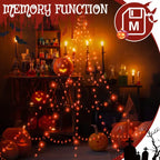 Ollny Orange Halloween Spider Net Lights 454 LED 5m (Black Cable, IP67 Waterproof, Plug in, 8 Modes)