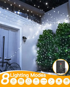 Ollny 200 LED Cool White Solar Fairy Lights 20m(Green Cable, Solar Power, 8 Modes)