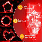 Ollny 100 LEDs 10m Red Fairy Lights for DIY, Party, Bedroom, Wedding, Anniversary, Birthday(Battery Operated, IP44 Waterproof)