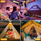 Ollny Camping String Lights Warm White & Multicolour for Yard, Garden, Party (20M 200LED, USB, 9 Modes, IP44 Waterproof)