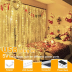 Ollny 300 LED 3m*3m USB Curtain Fairy Lights With Hooks Warm White
