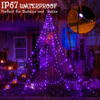 Ollny Purple Halloween Spider Web Lights 266 LED 3m (Black Cable, IP67 Waterproof, Plug in, 8 Modes)