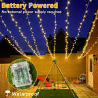 Ollny 150 LED Warm White Battery Operated Christmas Fairy Lights (Clear Cable, IP44 Waterproof)
