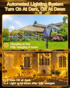 Ollny 200 LED Warm White Solar Fairy Lights 20m(Green Cable, Solar Power, 8 Modes)
