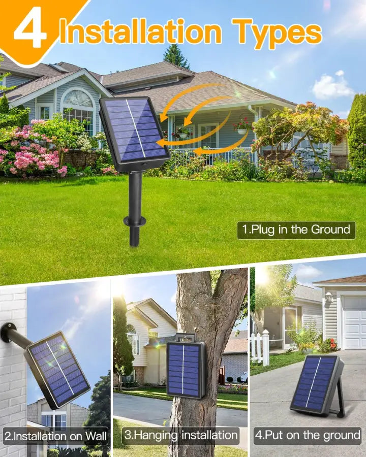 Ollny 200 LED Cool White Solar Fairy Lights 20m(Green Cable, Solar Power, 8 Modes)