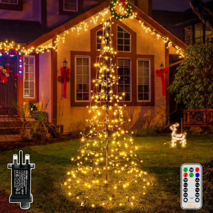 Ollny Christmas Tree Lights Warm White 1.8m 202 LEDs Mains Powered