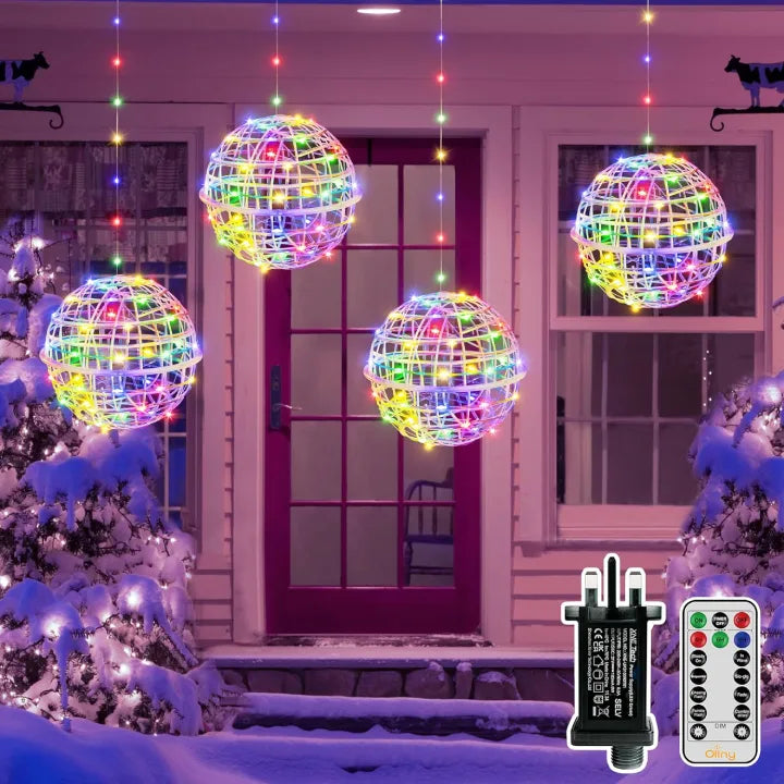Ollny Christmas Ball Lights 4 Packs Multicolour (Connectable, Plug in, IP67 Waterproof, 8 Modes)