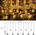 Ollny Moon Star Ramadan Fairy Lights Warm White (Plug in, IP44 Waterproof, 8 Modes)