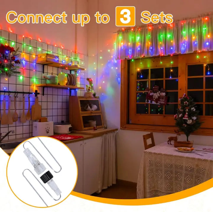 Ollny 400 LED 10m Outdoor Icicle Lights (Multicolor, Clear Cable, Plug in, 8 Modes)