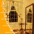 Ollny 300 LED 3m*3m USB Curtain Fairy Lights With Hooks Warm White